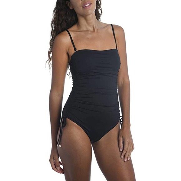 La Blanca Women's Standard Island Goddess Side Tie Bandeau One Piece Swimsuit 8 - Picture 1 of 11